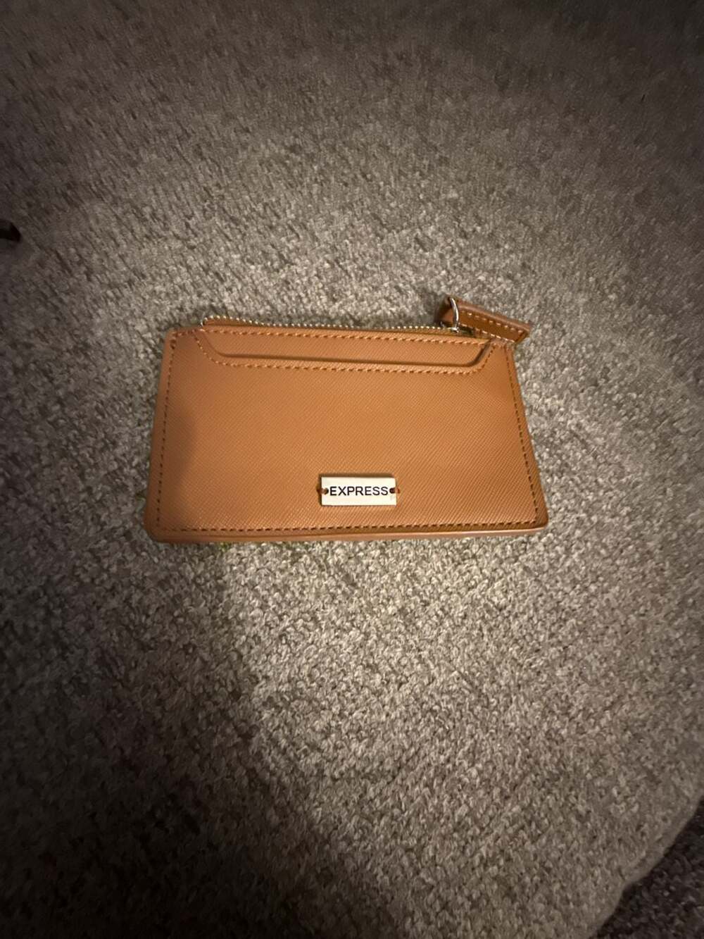 Express Tan Faux Leather Zip Card Case Wallet‎